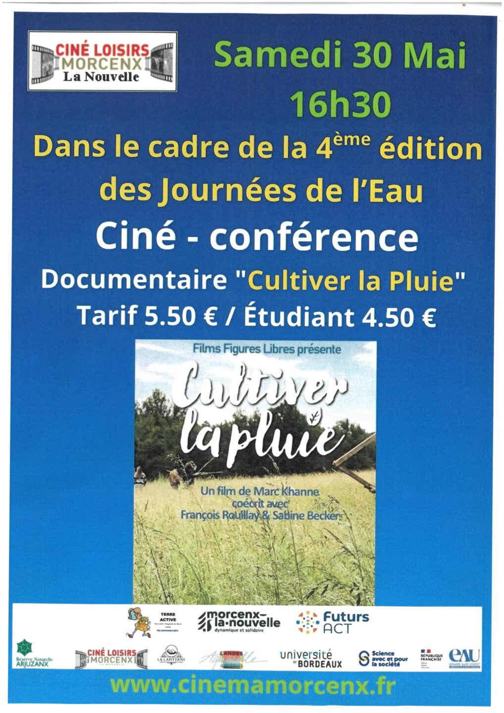 Ciné conférence documentaire Cultiver la pluie Cinéma Place Léo Bouyssou Morcenx-la-Nouvelle 2026-05-30