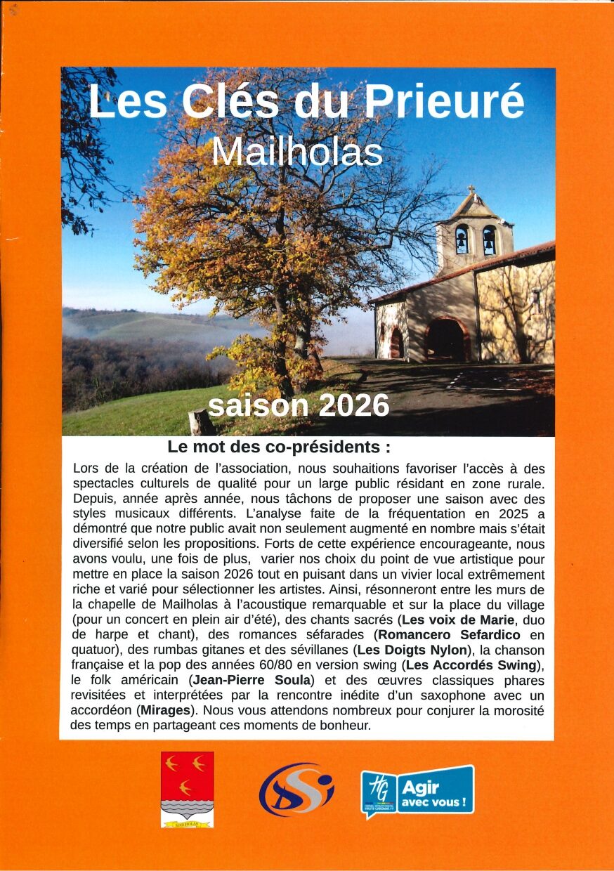 CLÉS DU PRIEURÉ JEAN PIERRE SOULA ET SES INVITÉS  Mailholas