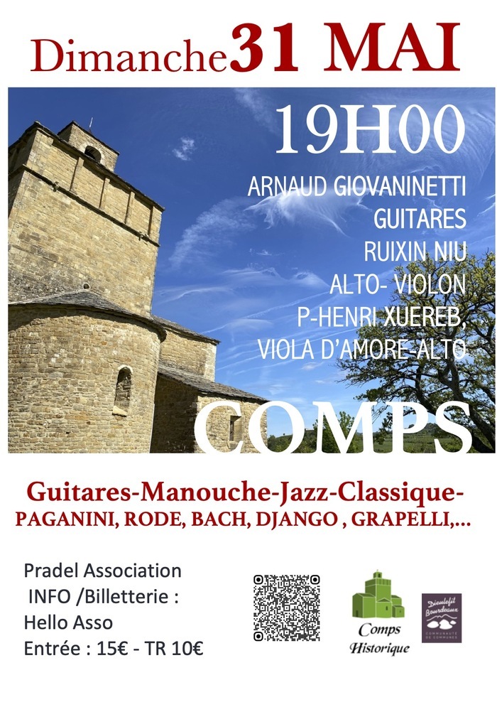 Comps, guitare Manouche-Jazz-Classique Eglise Romane de Comps Comps