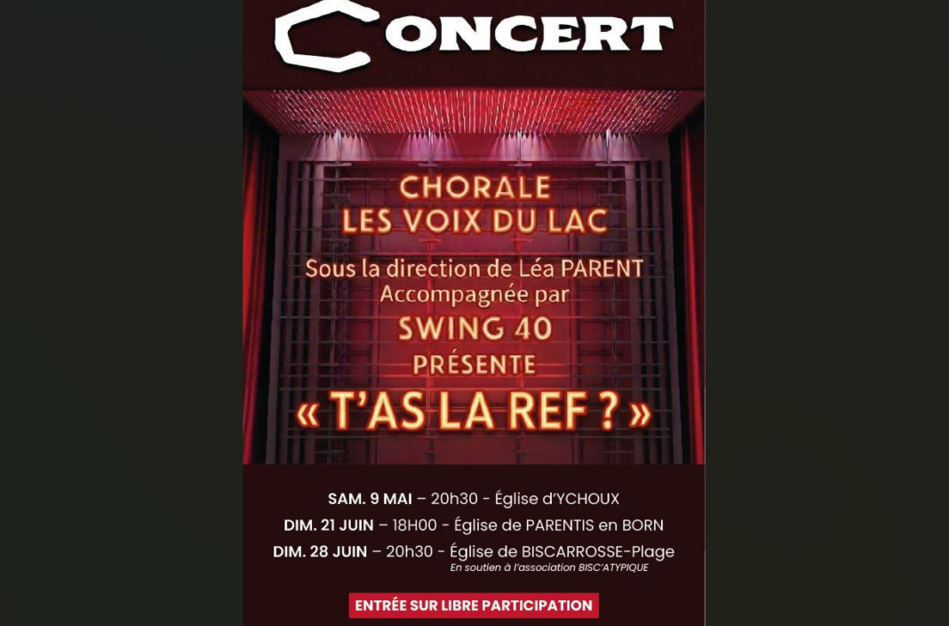 Concert chorale Les Voix du Lac à Biscarrosse Église Sainte-Bernadette Biscarrosse