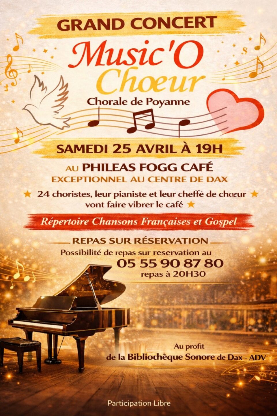 Concert chorale Music&rsquo;O Choeur Philéas Fogg Café Dax