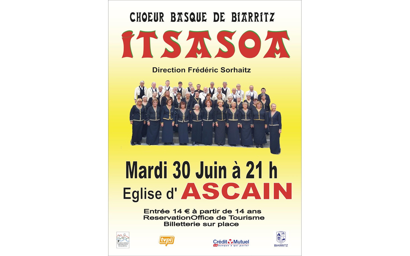 Concert de chants basques avec le chœur mixte Itsasoa Eglise Notre Dame de l'Assomption Ascain 2026-06-30
