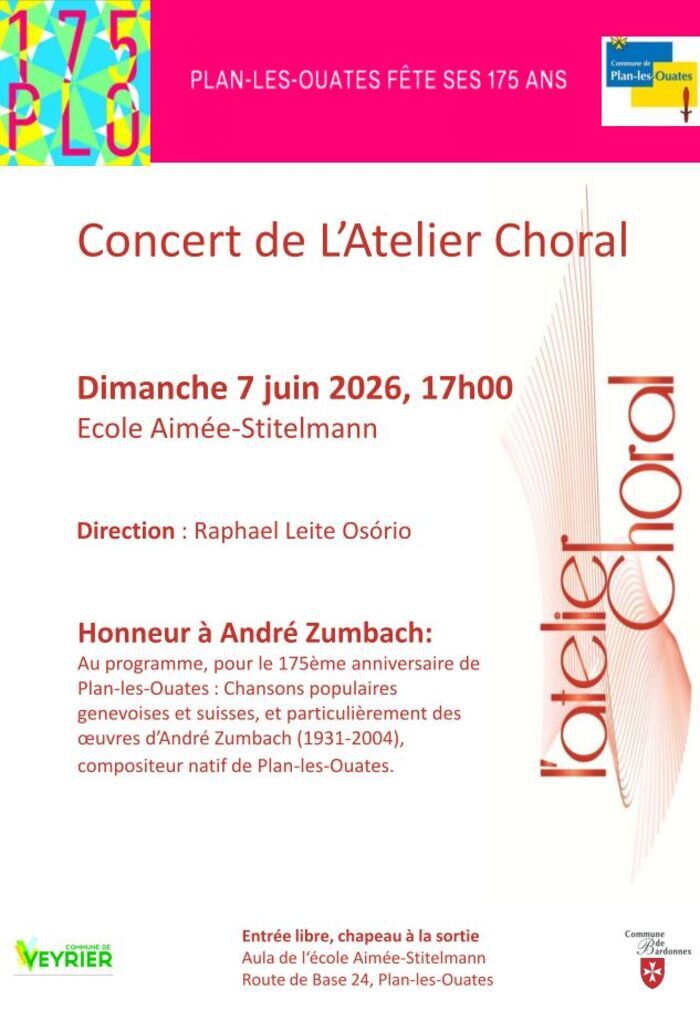 Concert de L’Atelier Choral pour le 175ème de Plan-les-Ouates école Aimée-Stitelmann Genève