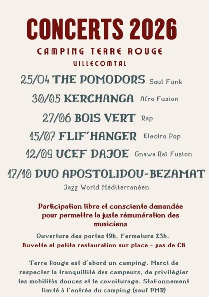 Concert Duo Apostolidou Bezamat Camping Terre Rouge Villecomtal