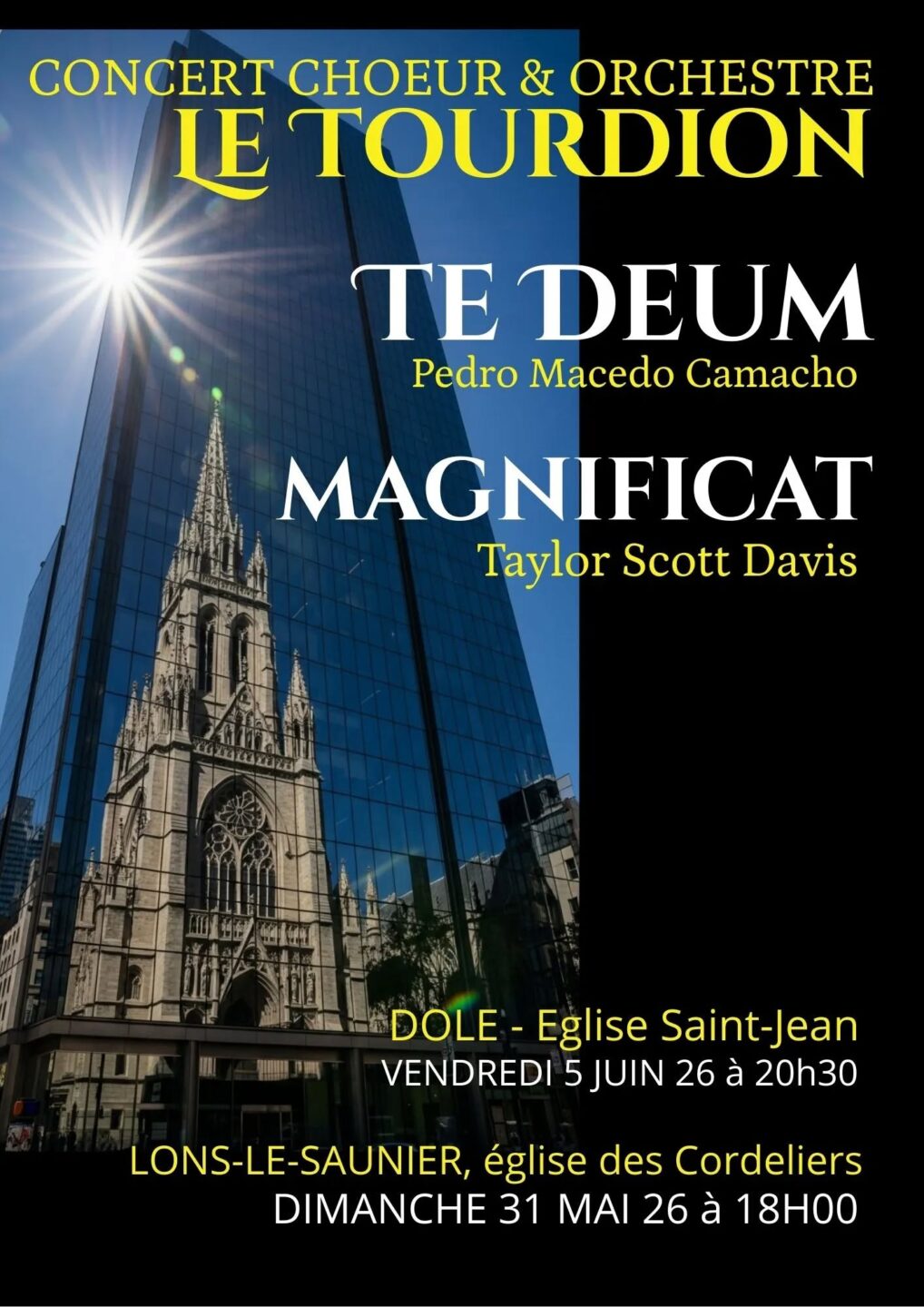 Concert le Tourdion Te Deum Magnificat Eglise Saint-Jean Dole 2026-06-05