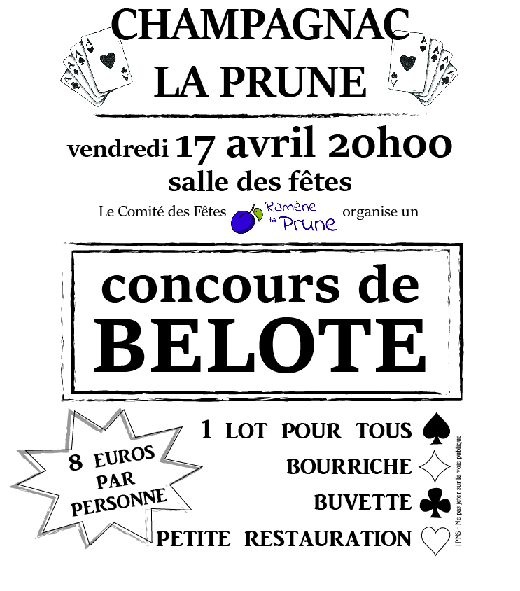 Concours de belote  Champagnac-la-Prune