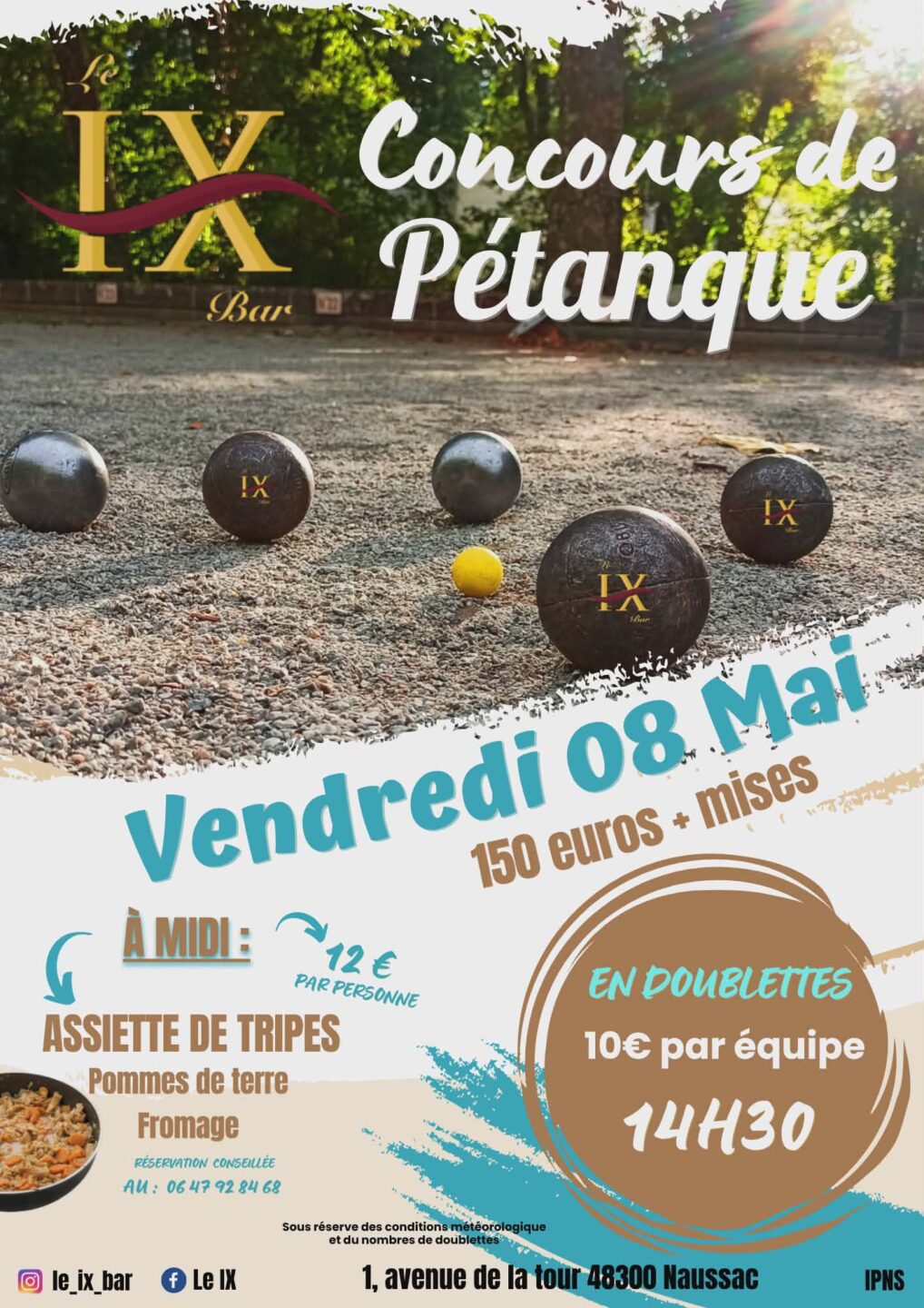 CONCOURS DE PÉTANQUE EN DOUBLETTES 1 Avenue de la Tour Naussac-Fontanes 2026-05-08