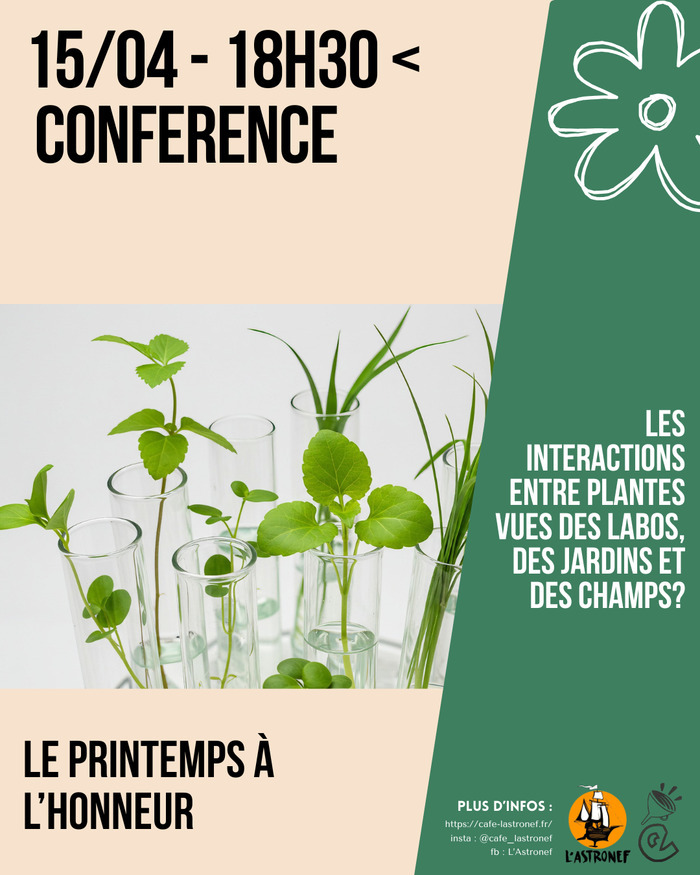 Conférence : Les interactions entre plantes vues des labos, des jardins et des champs?, Café culturel « L’Astronef », Toulouse