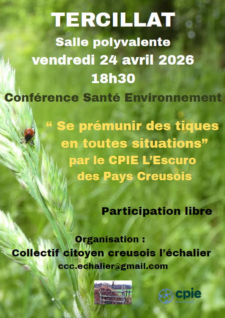 Conférence ''Les tiques'' Salle communale Tercillat 2026-04-24