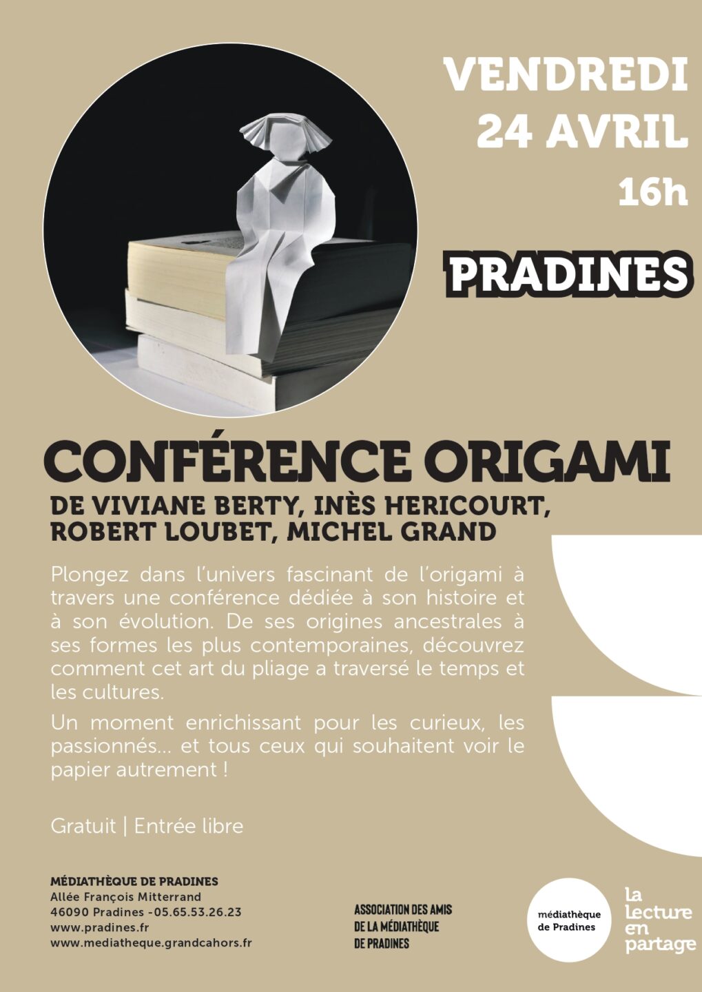 Conférence Origami à la Médiathèque de Pradines  Pradines