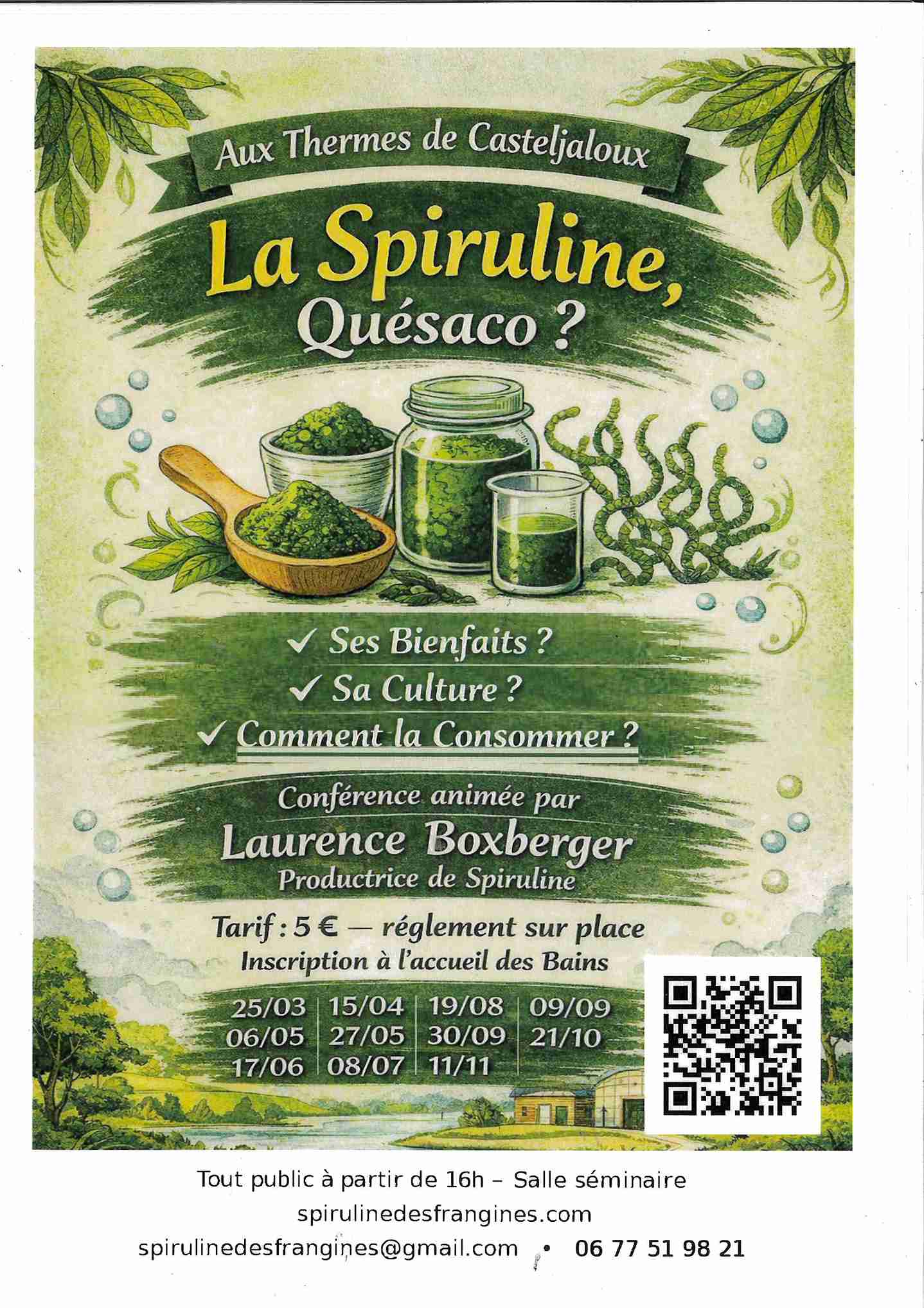 Conférence sur la spiruline 4 rue des Thermes Casteljaloux 2026-05-06