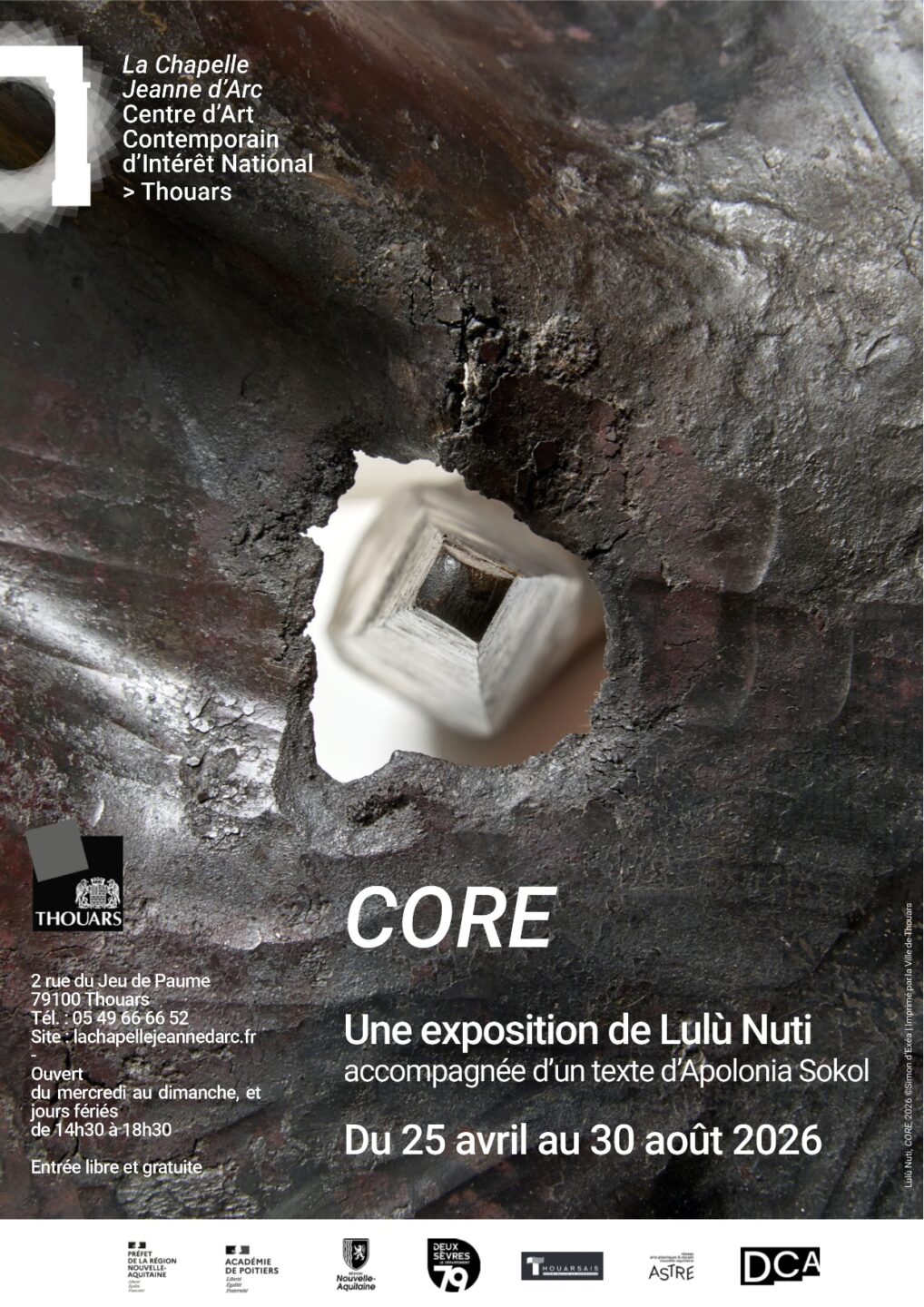 CORE Une exposition de Lulù Nuti accompagnée d&rsquo;un texte d&rsquo;Apolonia Sokol Centre d&rsquo;art contemporain d&rsquo;interet National Thouars