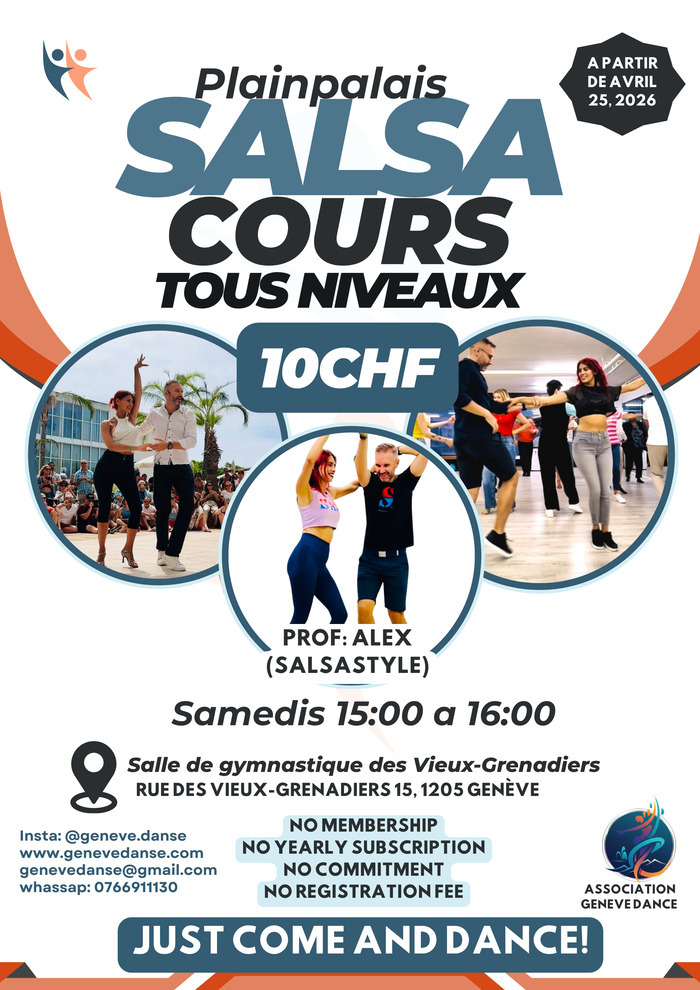 Cours Salsa – 10CHF – Plainpalais, Autre lieu, Genève