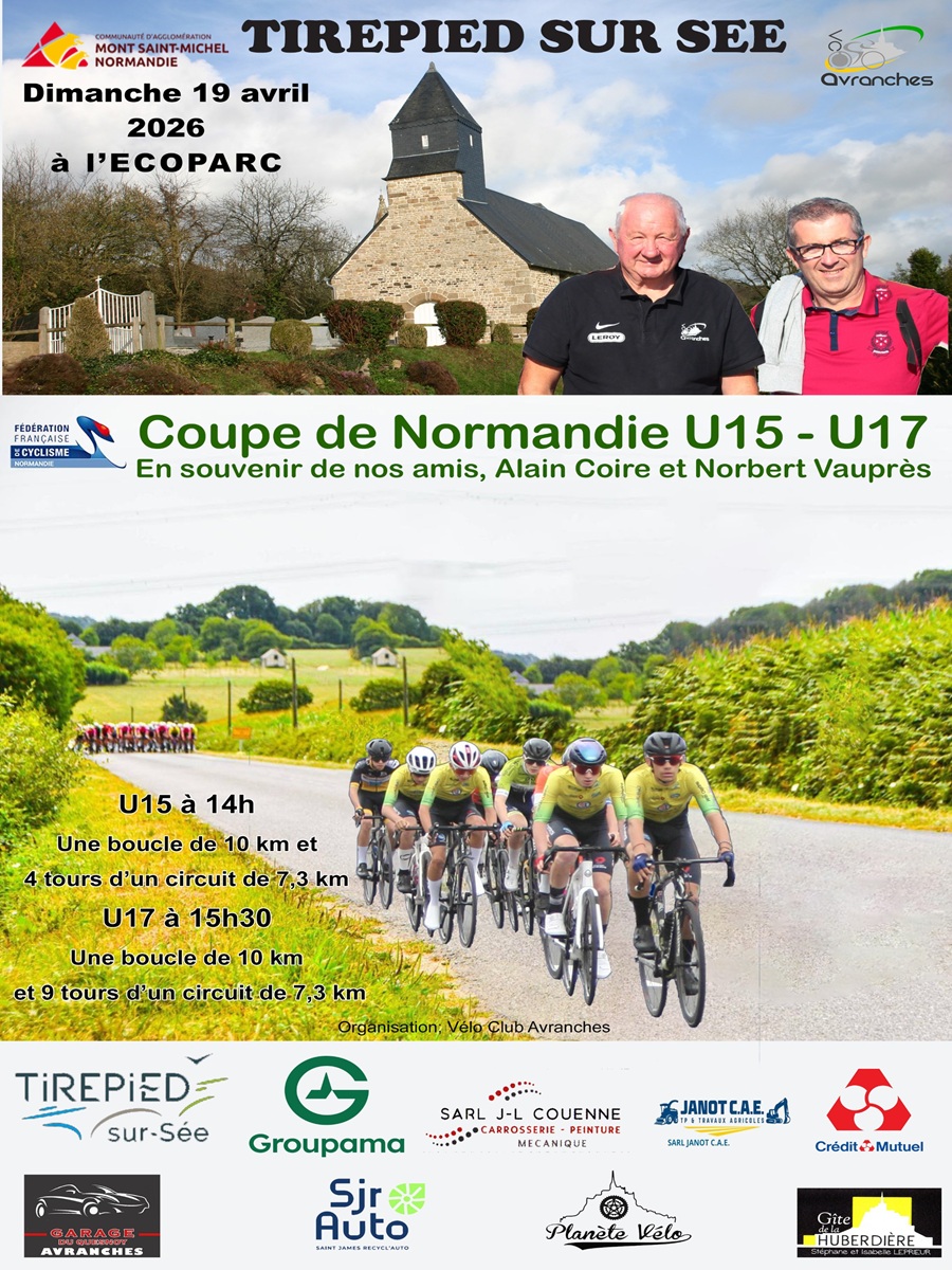 Course cycliste Coupe de Normandie U15 et U17 Route de l&rsquo;Ecoparc Tirepied-sur-Sée