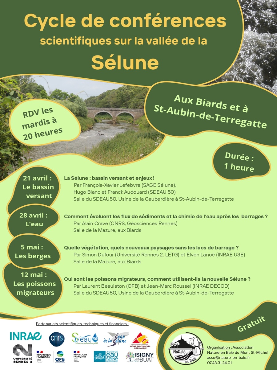 Cycle de conférences “Comment évoluent les flux de sédiments et la chimie de l’eau après les barrages ?” Les Biards Isigny-le-Buat