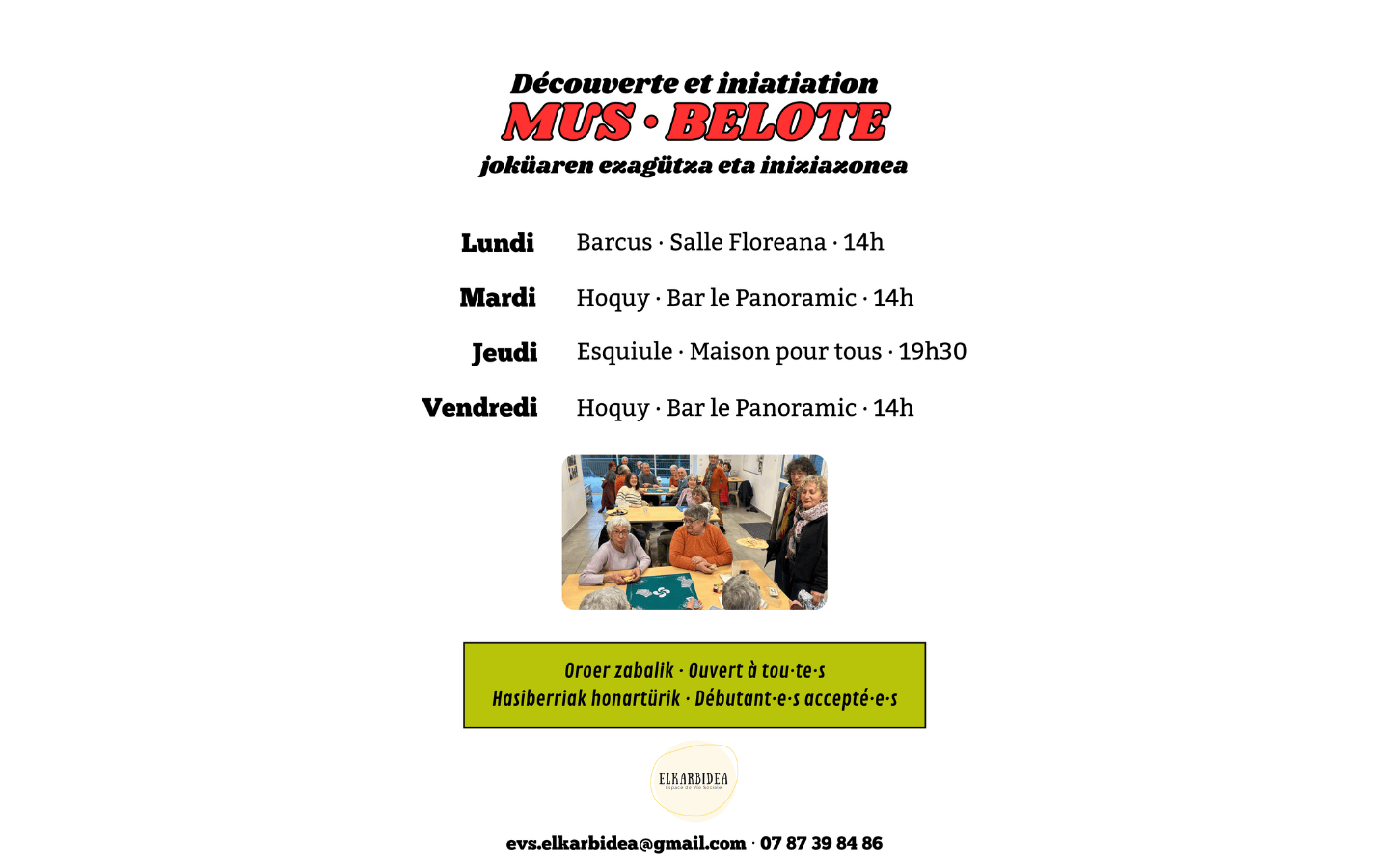 Découverte et initiation au mus et à la belote  Barcus