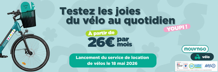 Découvrez et testez mouv’ngo vélo, service de location de vélos à La Suze-sur-Sarthe, Place de la gare – La Suze-sur-Sarthe, La Suze-sur-Sarthe