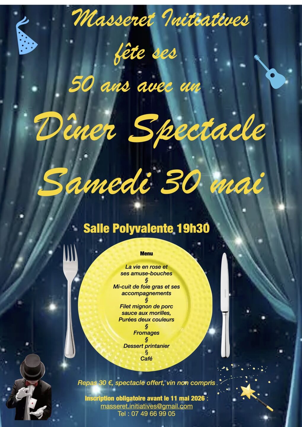 Dîner spectacle Salle polyvalente Masseret