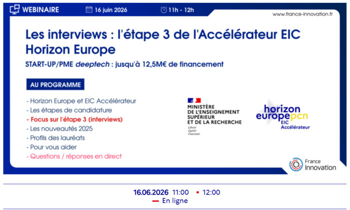 EIC Accélérateur - Webinaire sur l'étape 3 "Interview" - 16/06/26 Ministère de l’Enseignement Supérieur
