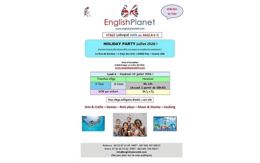 English Planet Stage anglais Holiday party English Planet Pau