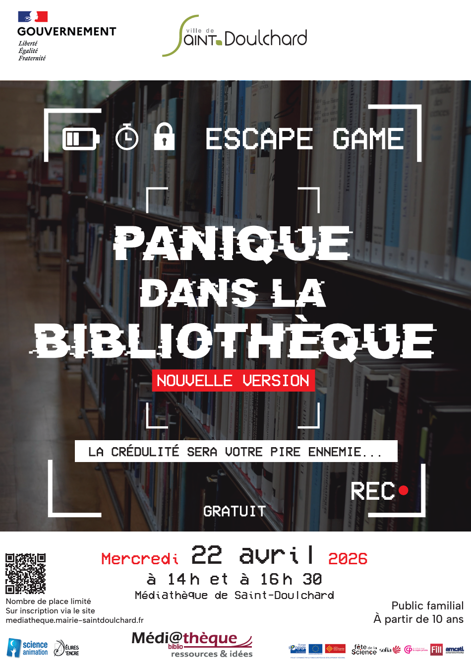 Escape Game Panique à la Bibliothèque Rue des Vignes Saint-Doulchard 2026-04-22