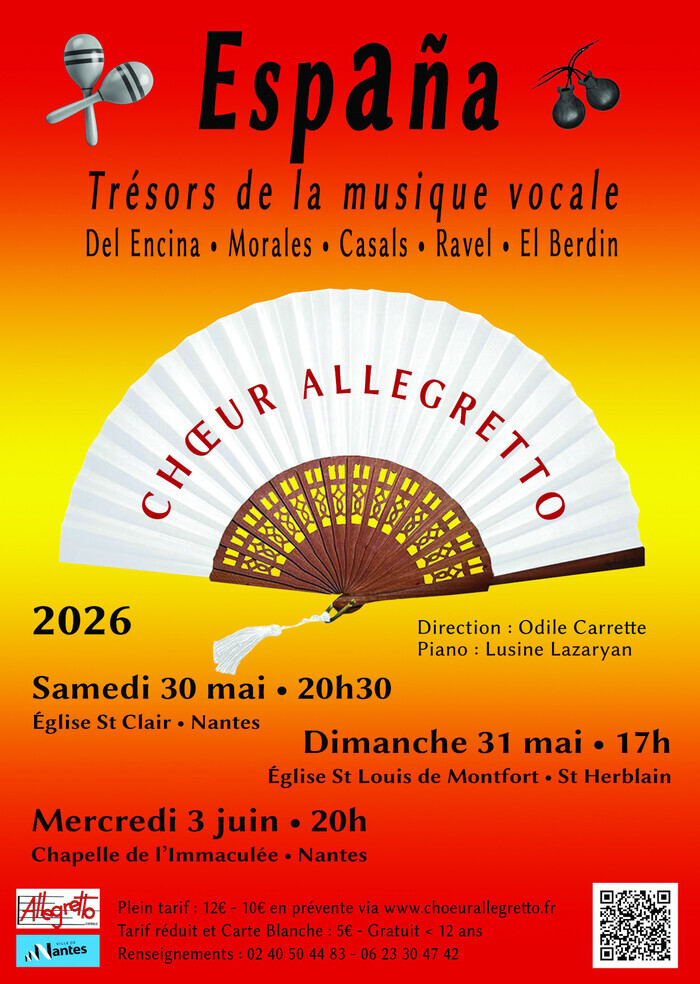 Espagne : le chœur Allegretto dévoile ses trésors de la musique vocale Chapelle de l&rsquo;Immaculée Nantes