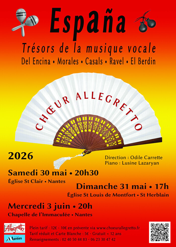 Espagne : le chœur Allegretto dévoile ses trésors de la musique vocale Eglise St Louis de Montfort Saint-Herblain