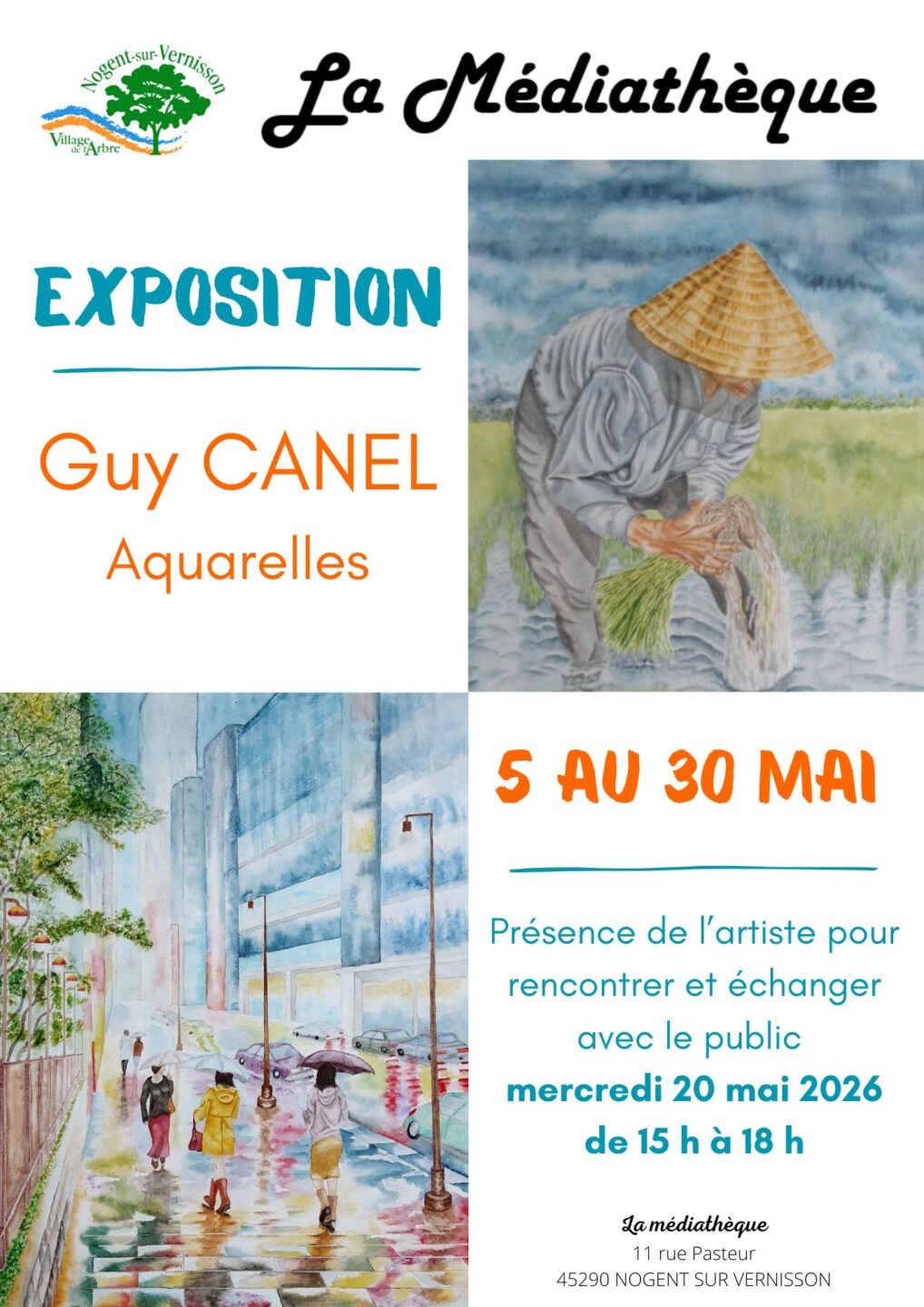 Expo aquarelles de Guy Canel  Nogent-sur-Vernisson
