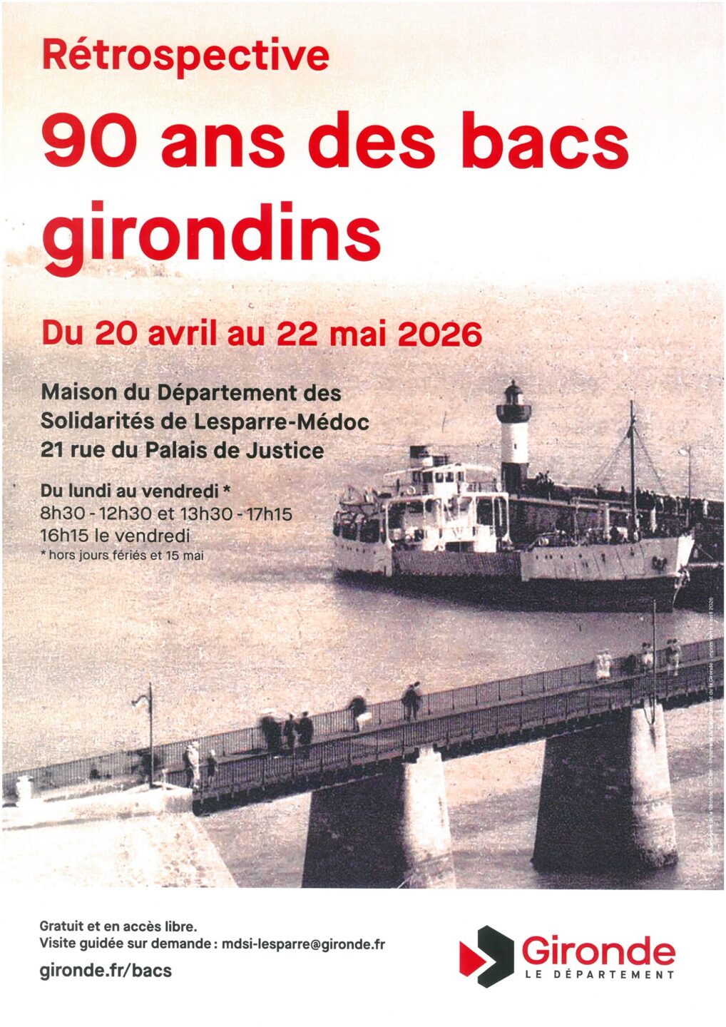 Exposition 90 ans des bacs girondins Maison du Département des Solidarités Lesparre-Médoc