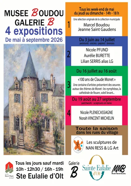 Exposition au Musée Marcel Boudou du 19 août au 27 septembre Place de l'Eglise Sainte-Eulalie-d'Olt 2026-08-19