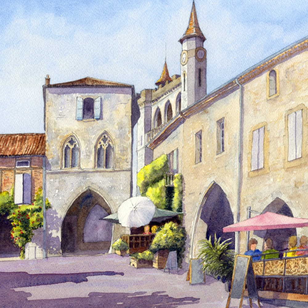 Exposition de l'artiste Jon Sephton Place des Arcades Monflanquin 2026-07-18