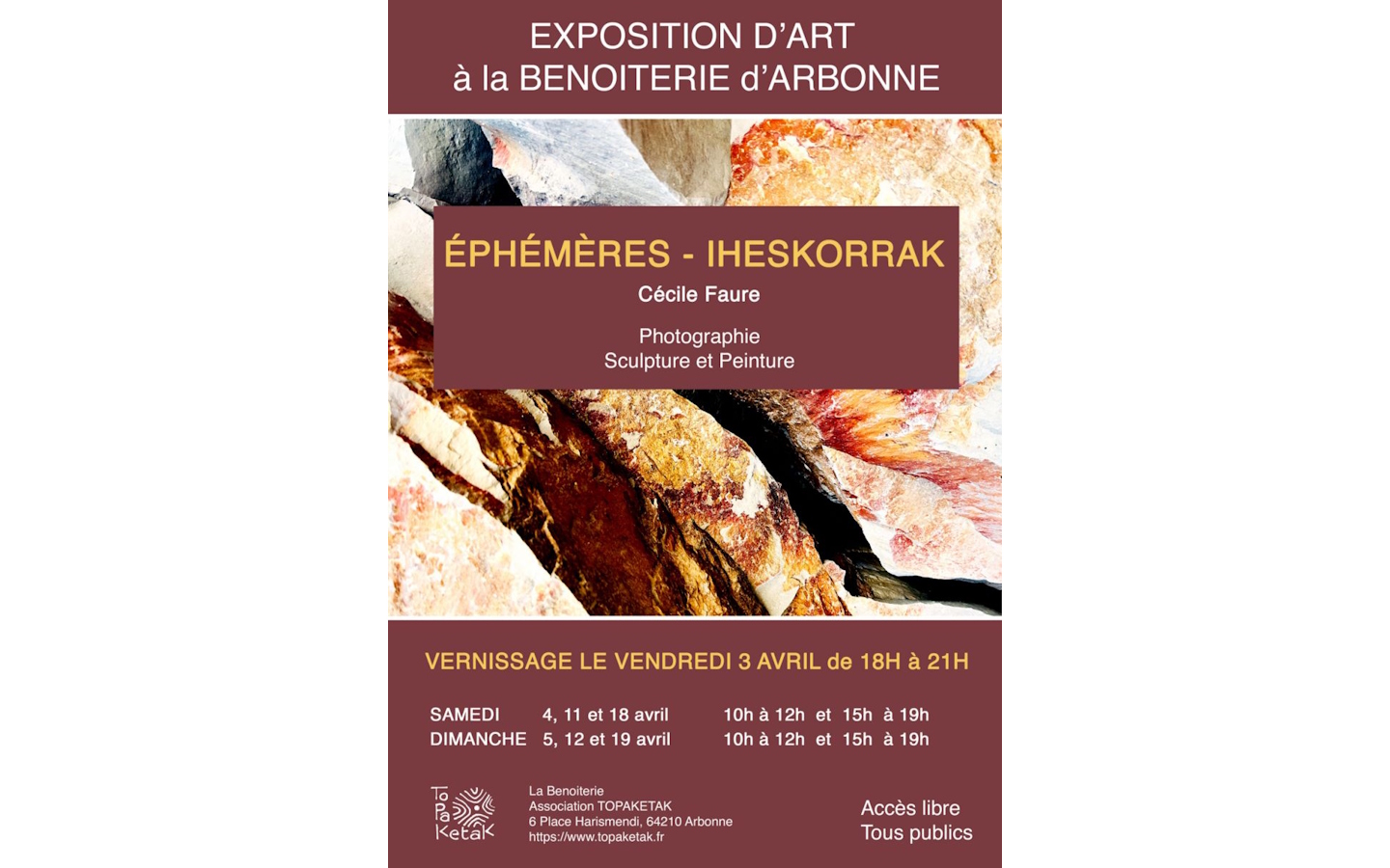 Exposition Ephémères Cécile Faure Place Harrismendi Arbonne