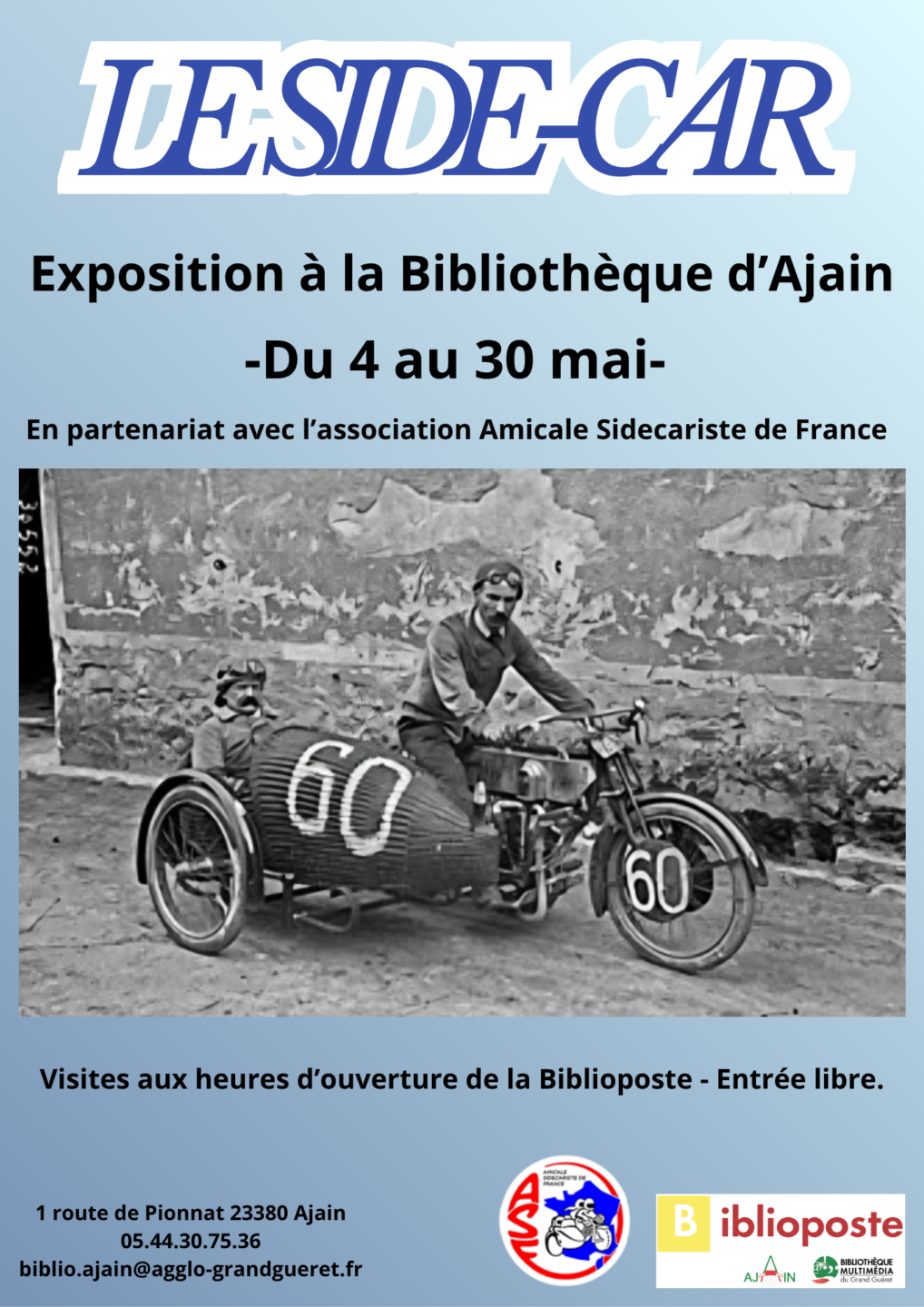 Exposition Le side-car Biblioposte d&rsquo;Ajain Ajain