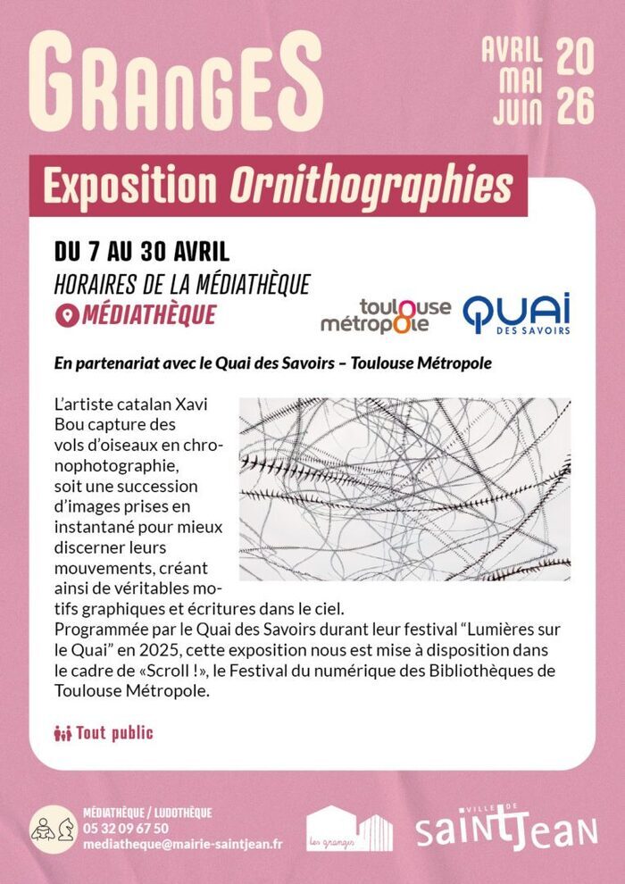 Exposition Ornithographies, Médiathèque – Les Granges, saint-jean