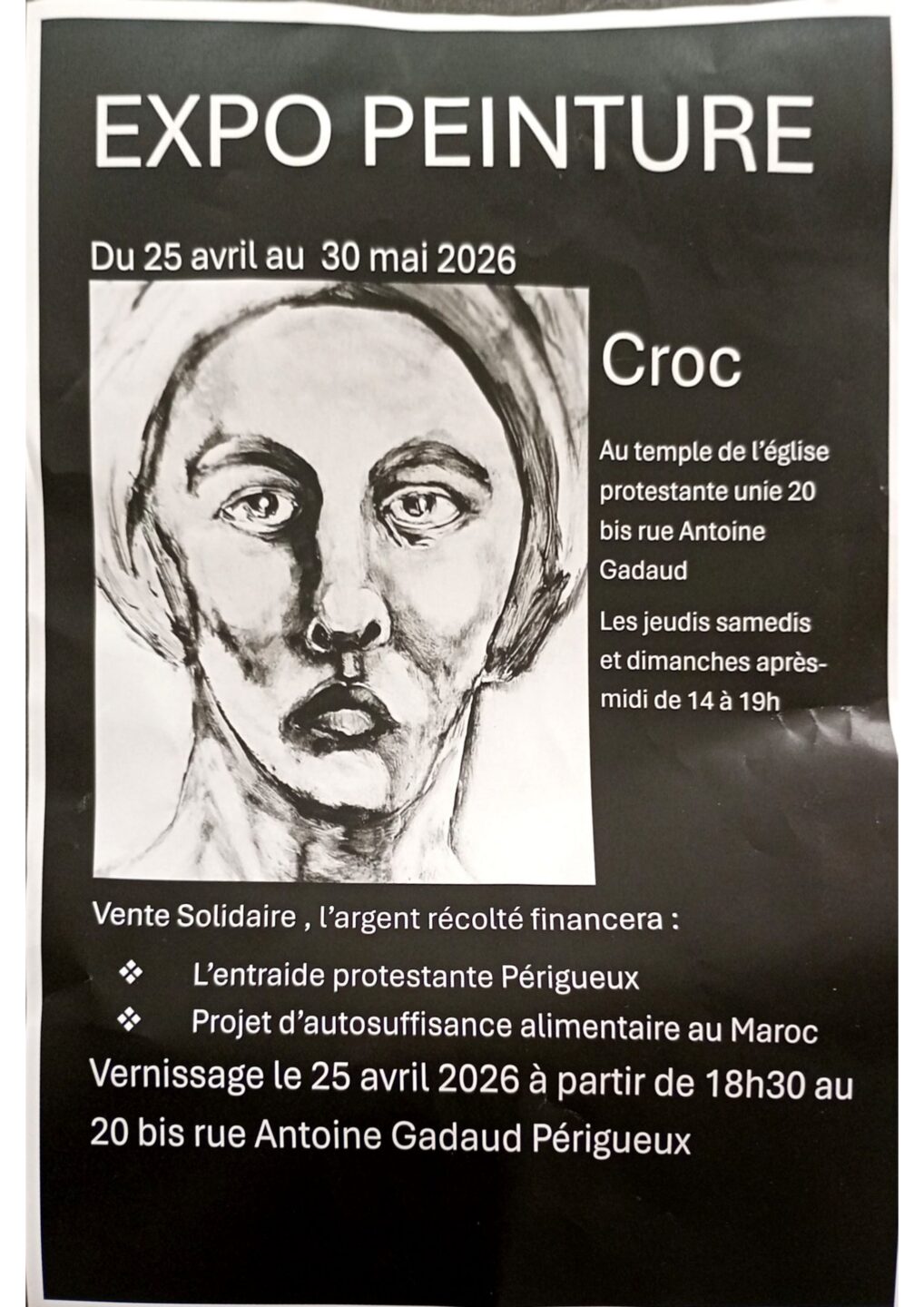 Exposition Peinture Croc Temple de l&rsquo;église protestante unie Périgueux