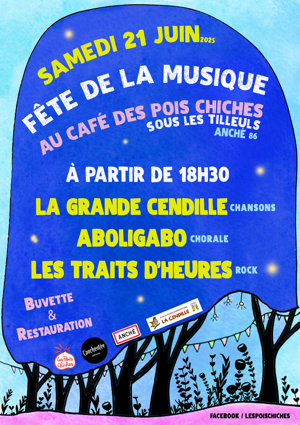 Fête de la musique et marché de créateurs Café des Pois Chiches Anché 2026-06-21