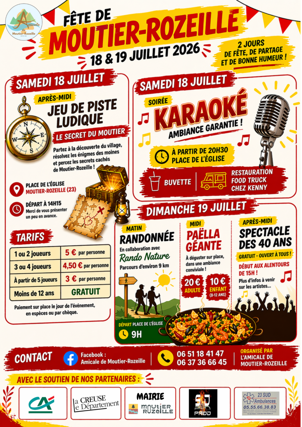 Fête des 40 ans de l&rsquo;Amicale Place de l&rsquo;Église Moutier-Rozeille