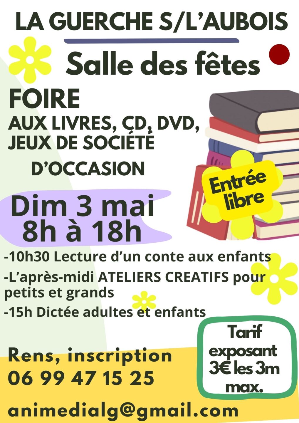 Foire aux livres, CD, DVD, jeux de société  La Guerche-sur-l&rsquo;Aubois