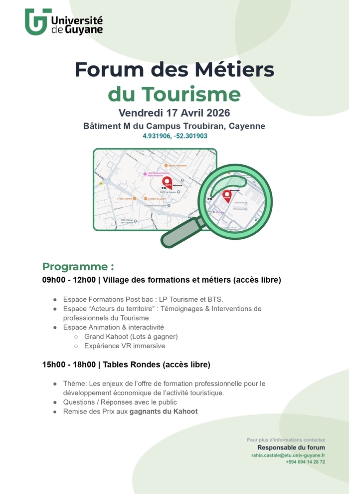 Forum des Métiers du Tourisme, Université de Guyane, Cayenne