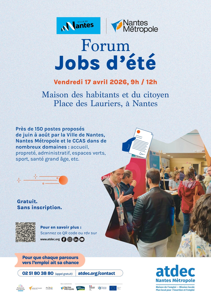 Forum Jobs d’été 2026 de la Ville de Nantes et de Nantes Métropole Maison des Habitants et du Citoyen de Bellevue Nantes