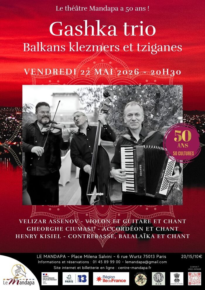 Gashka trio – Balkans klezmers et tziganes Théâtre Mandapa Paris