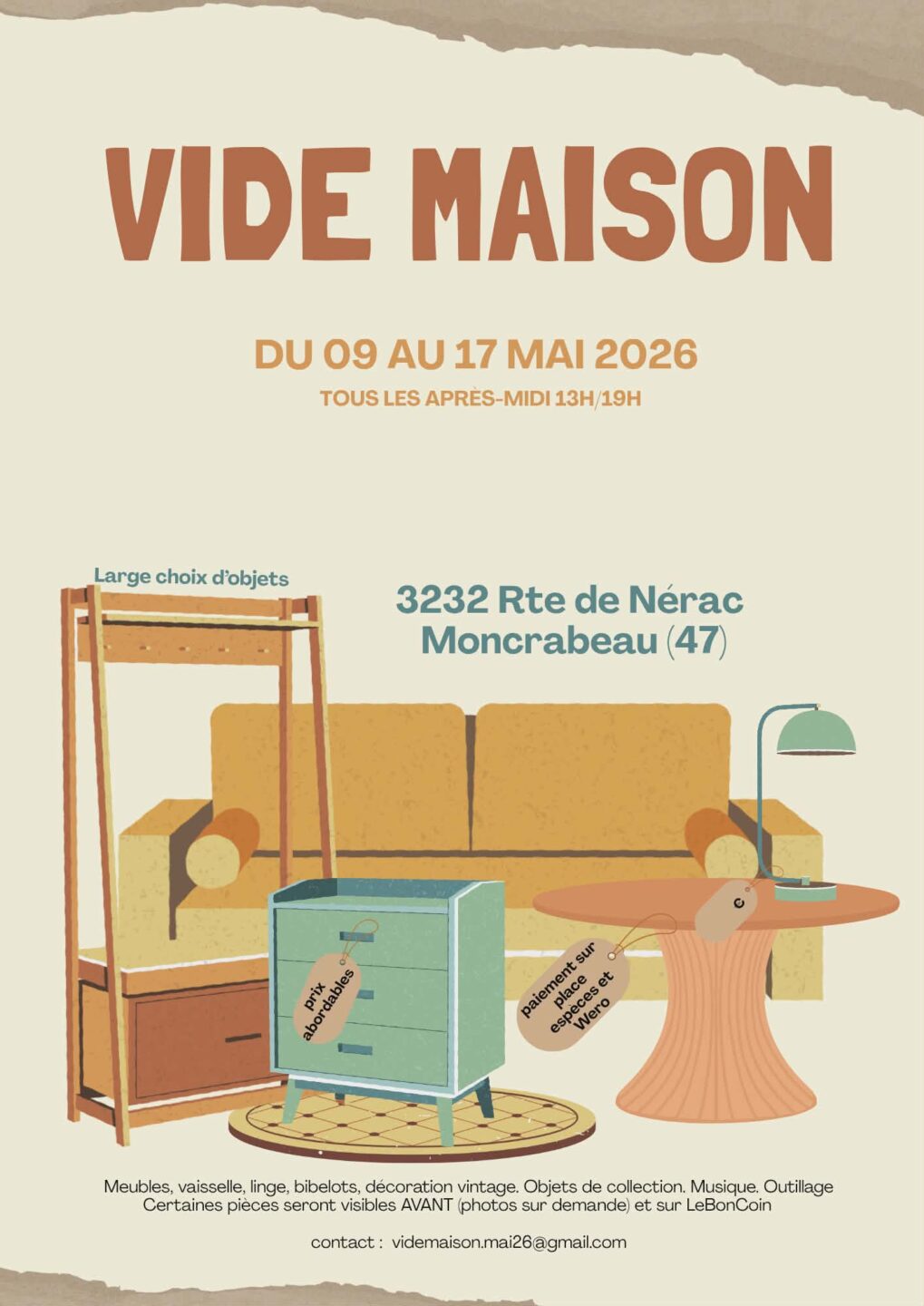 Grand vide maison  Moncrabeau