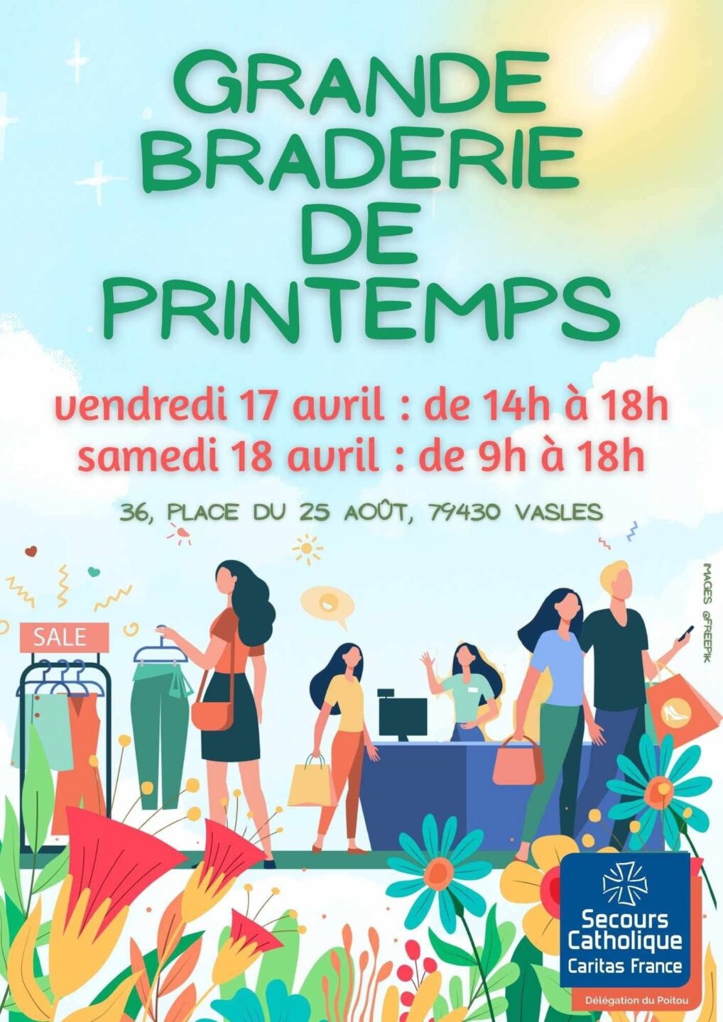 Grande braderie de Printemps Vasles Secours Catholique-Antenne Vasles Vasles
