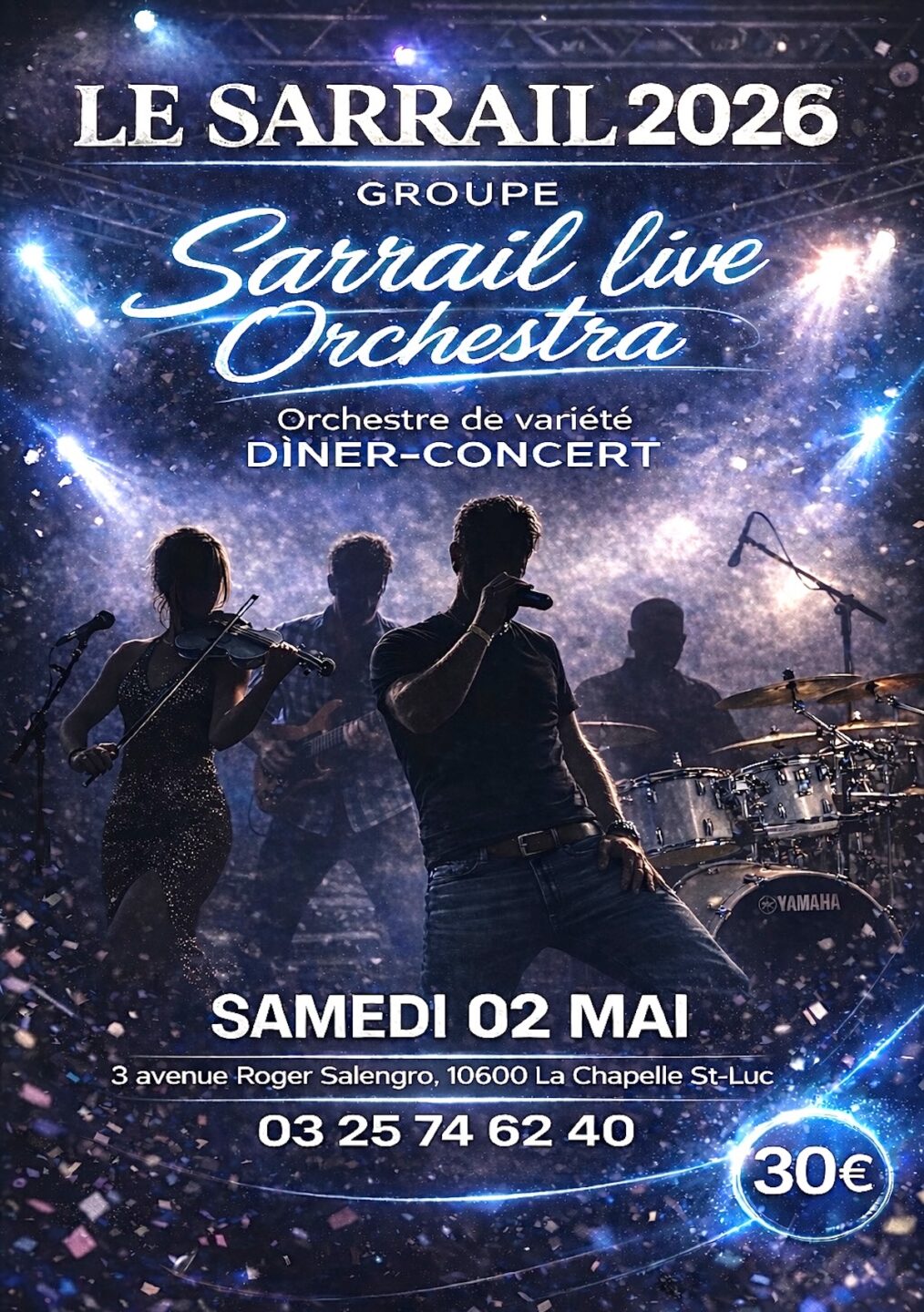 Groupe SARRAIL LIVE ORCHESTRA Dîner-Concert  La Chapelle-Saint-Luc