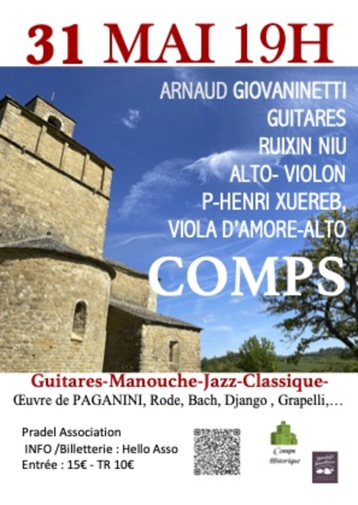 Guitares Manouche-Jazz-Classique Eglise Romane de Comps Comps