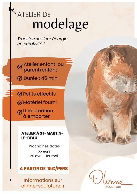 Initiation à la poterie/modelage pour les enfants et les familles 23 Rue d'Amboise Saint-Martin-le-Beau 2026-04-22