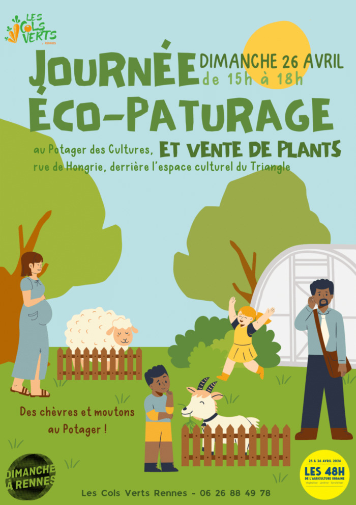 Journée éco-pâturage, Au Potager des Cultures et sur l’espace vert qui l’entoure, Rennes