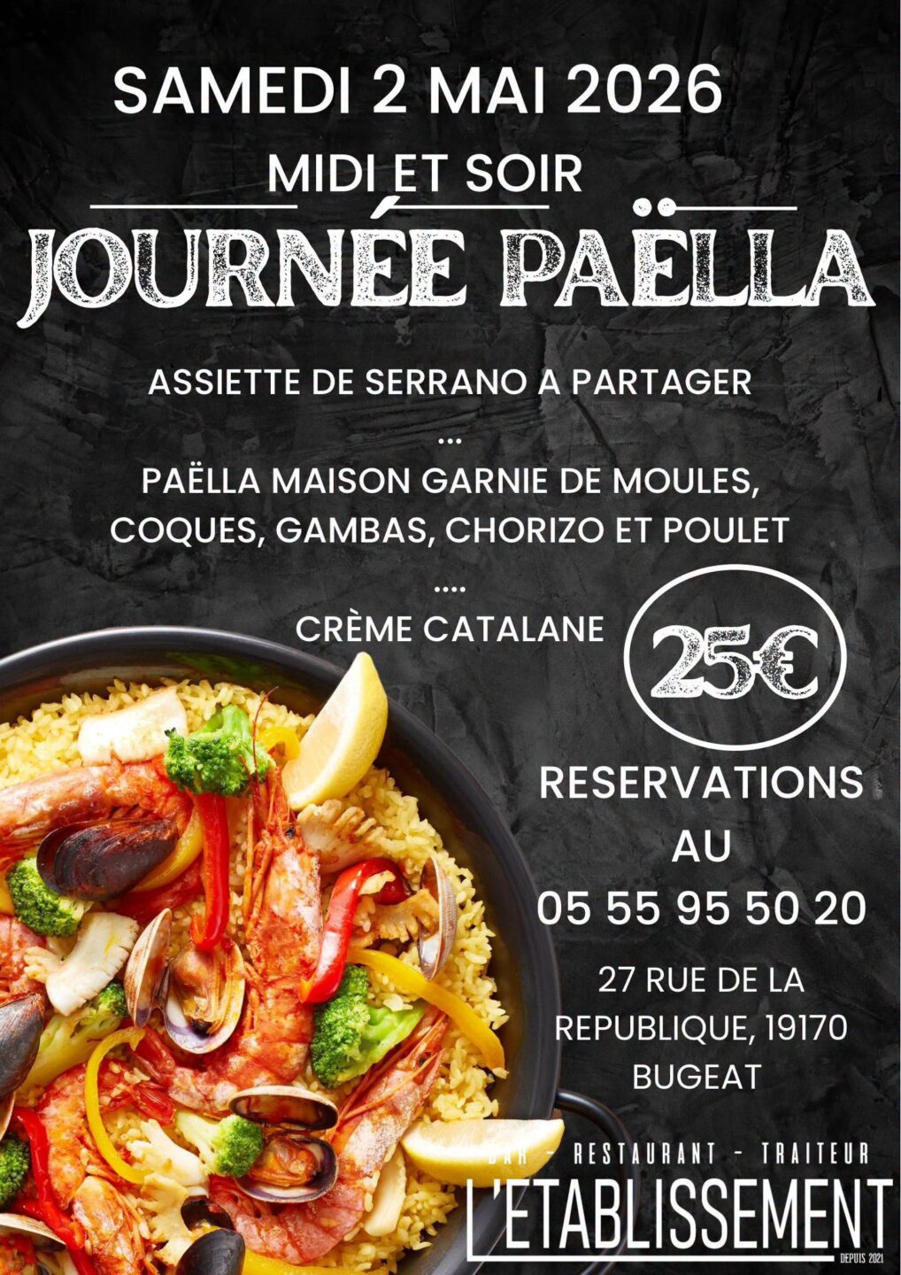 Journée Paëlla à l&rsquo;Etablissement  Bugeat