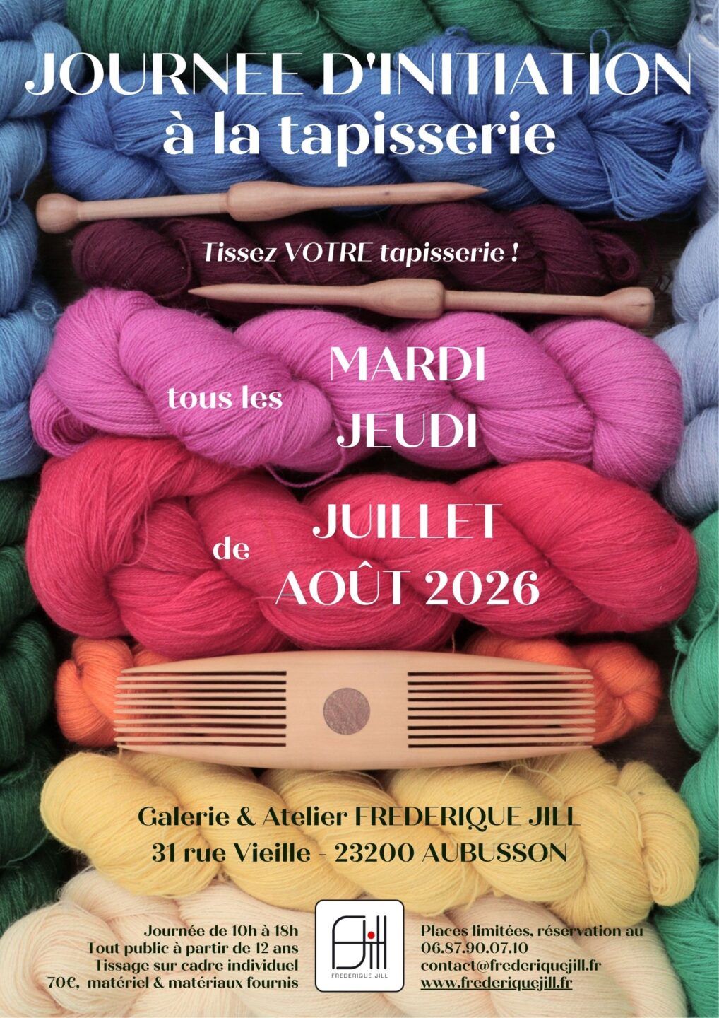 Journées d&rsquo;initiation à la tapisserie Galerie & Atelier Frederique Jill Aubusson