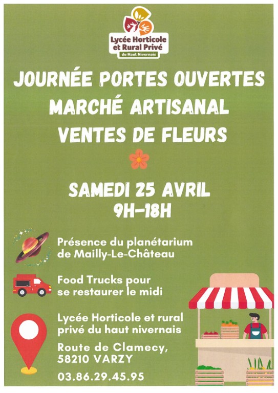 Journées portes ouvertes Marché artisanal Ventes de fleurs Route de Clamecy Varzy